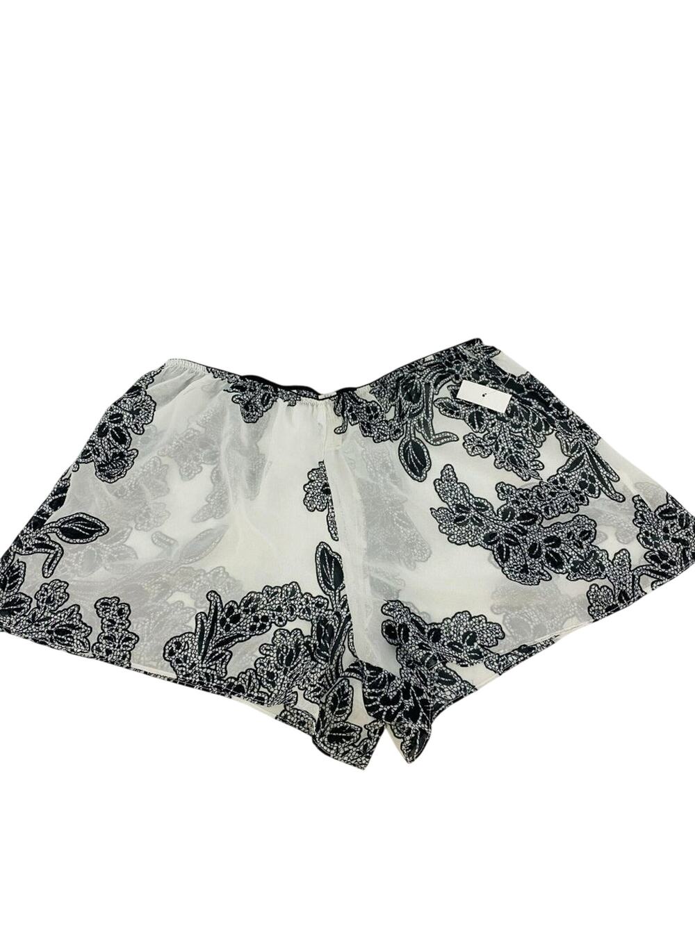 MGT Industries White Black Lace Sheer Lounge Sleep Shorts Womens Small